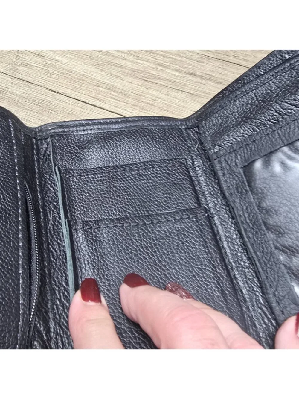 Men's Harley Davidson Tri Fold Snap Folding Wallet Pebble Leather Vintage